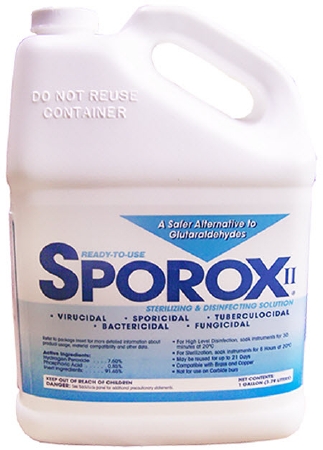 Solution Disinfectant and Sterilizing Hydrogen Peroxide High-Level Disinfectant Sporox® II RTU Liquid 1 gal. Jug Max 21 Day Reuse (1/EA 4/CS) by Sultan Healthcare, Inc  ID 75156